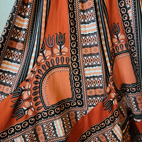 NWOT Orange Aztec Design Elastic Waist Maxi - Picture 4 of 7